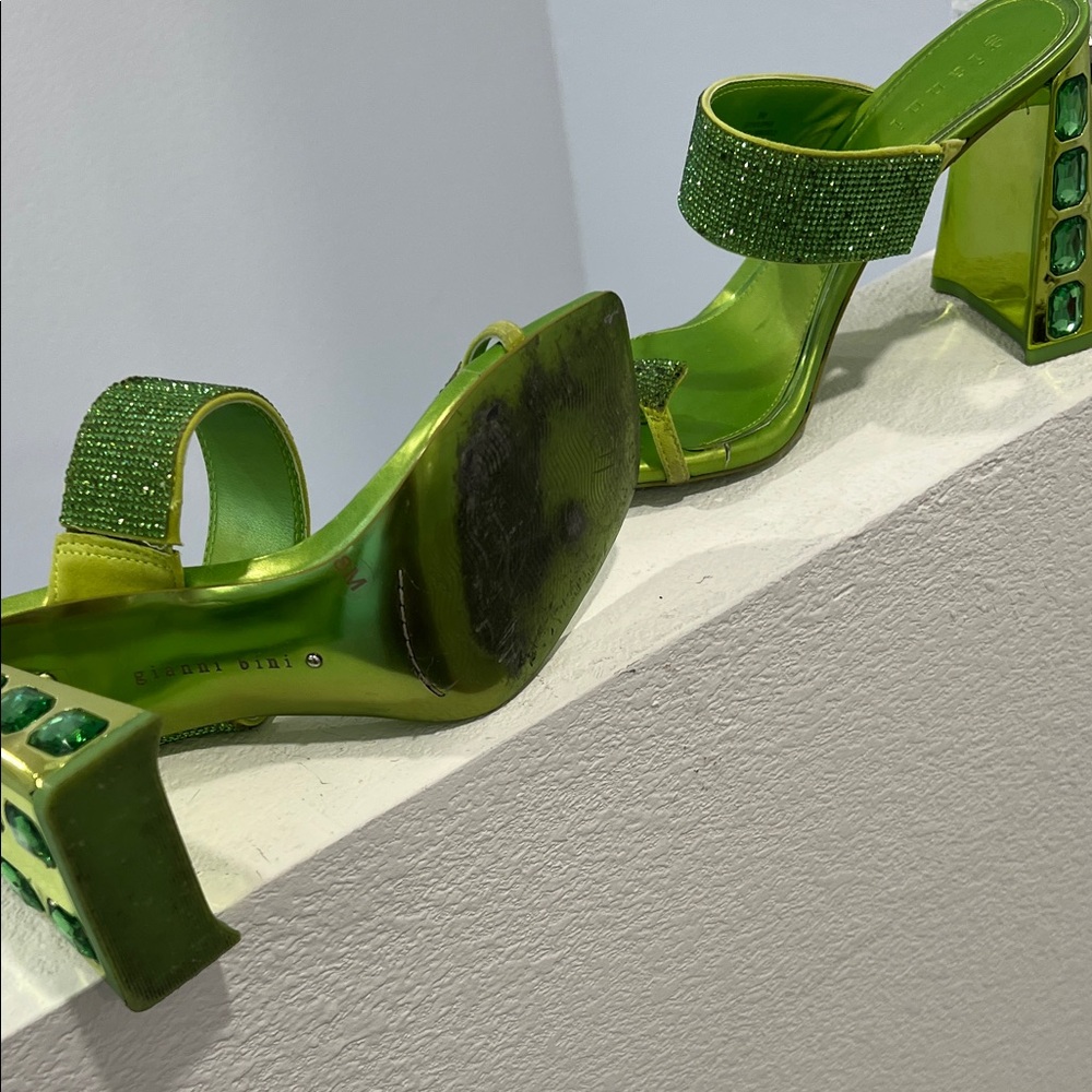 Gianni Bini Lime Green Embellished Heels - Picture 6 of 7